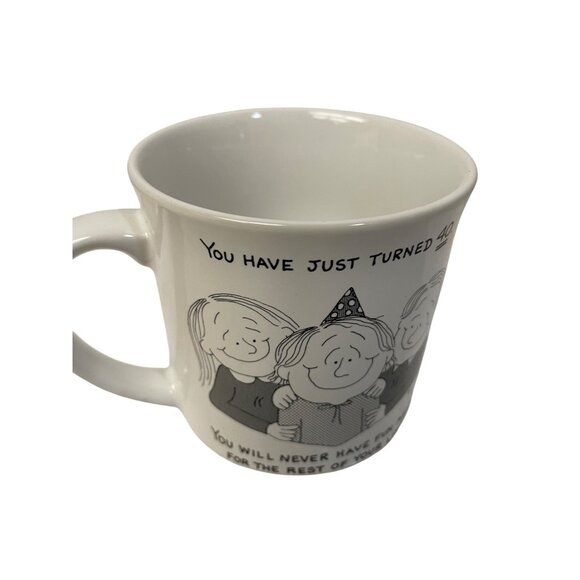 40th Birthday Celebration Coffee Mug With Humorous Cartoon & Text - Picture 9 of 10